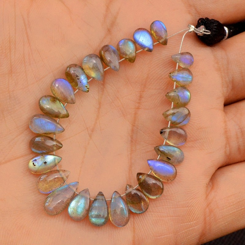 25 Pcs 33 Cts Natural Labradorite Loose Briolette Gemstone Lot 10×5 6x5mm #18568