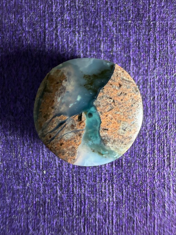 Needles Blue Agate Cabochon California