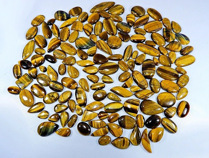 2000Cts 100% Natural Tiger Eye Cabochon Mix Shape Gemstone (Approx 36-42Pcs) Lot