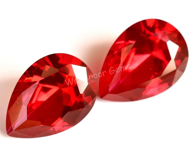 Pair Natural Mogok Red Ruby Pear 18.00×13.00 mm AAA+ Certified Treated Gemstone