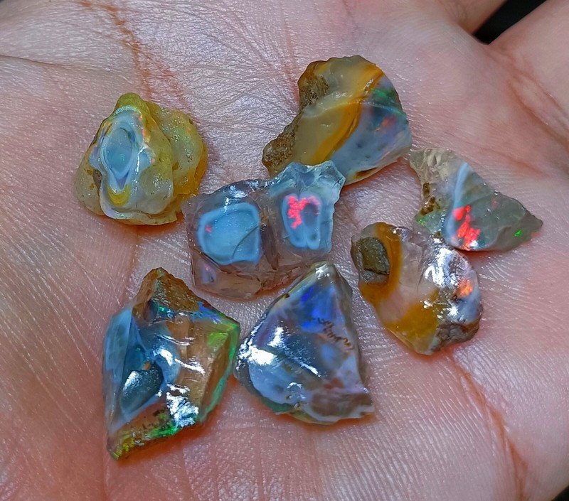 AAA Quality, 70 Carat Lot, 7 Pieces, Natural Ethiopian Opal Rough, Jewellery. gallery
