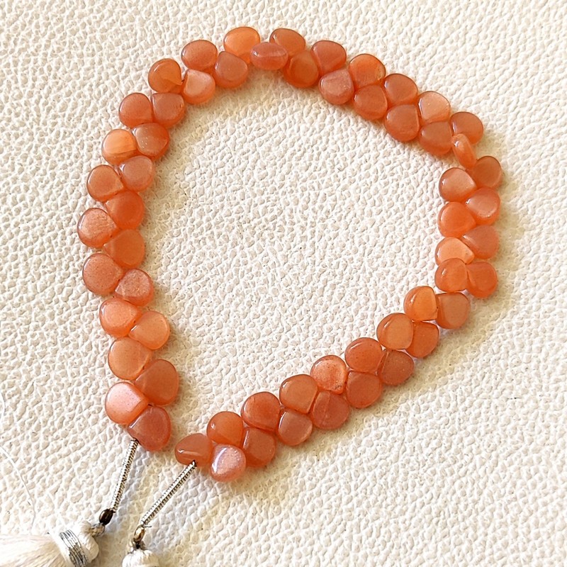 Natural India Peach Moonstone Smooth Heart Beads 6.5mm 8" Strand Loose Gemstones gallery