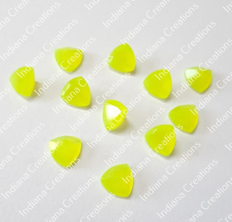 Natural Yellow Jade Trillion Faceted Cut 6mm To 25mm Loose Gemstone