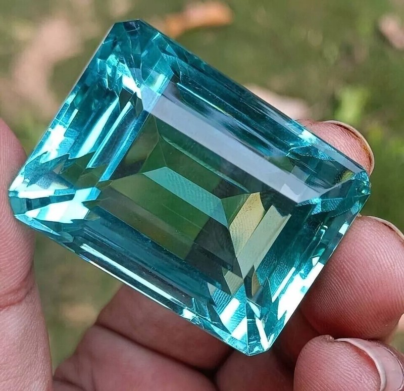 Huge Natural 2000 Ct Sky Blue Color Topaz Emerald Cut Certified Loose Gemstone gallery