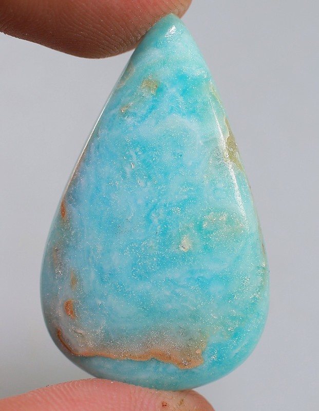 45 Ct 5X24X40 mm Natural Aqua Blue Aragonite Pear Cabochon Gemstone HO-153