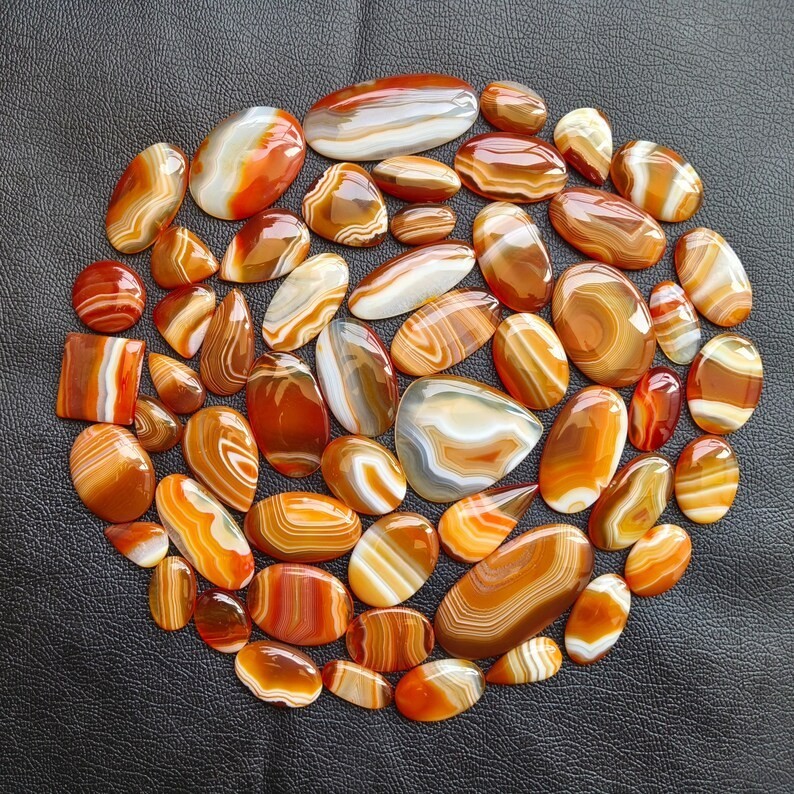 Natural Orange Botswana Agate Gemstone Cabochon Loose Jewelry Making Gemstone