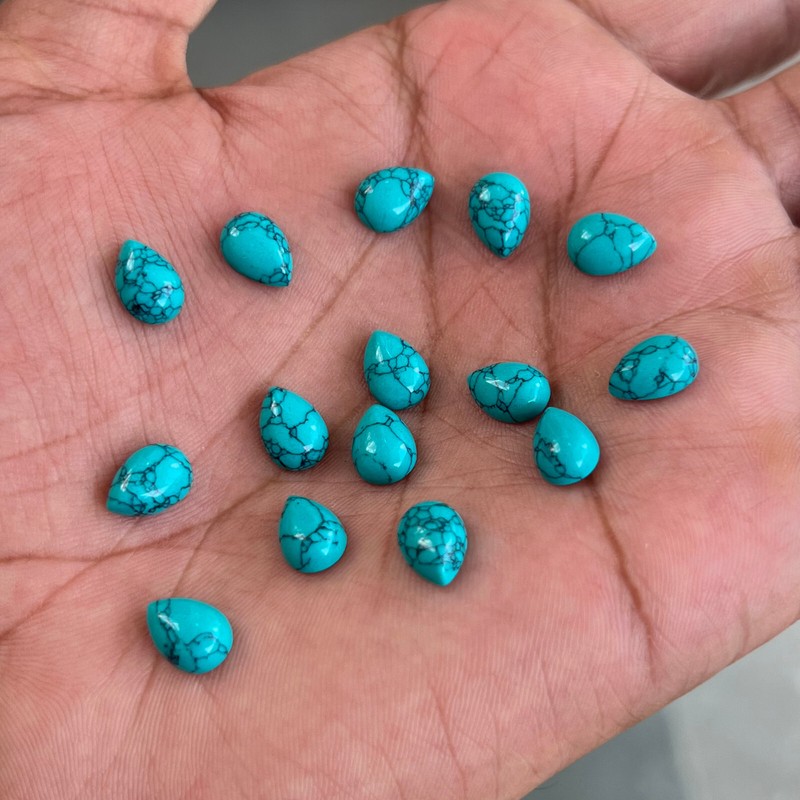 Synthetic Blue Turquoise Pear 3x5 mm to 15x20 mm Cabochon Loose Gemstone Lot gallery