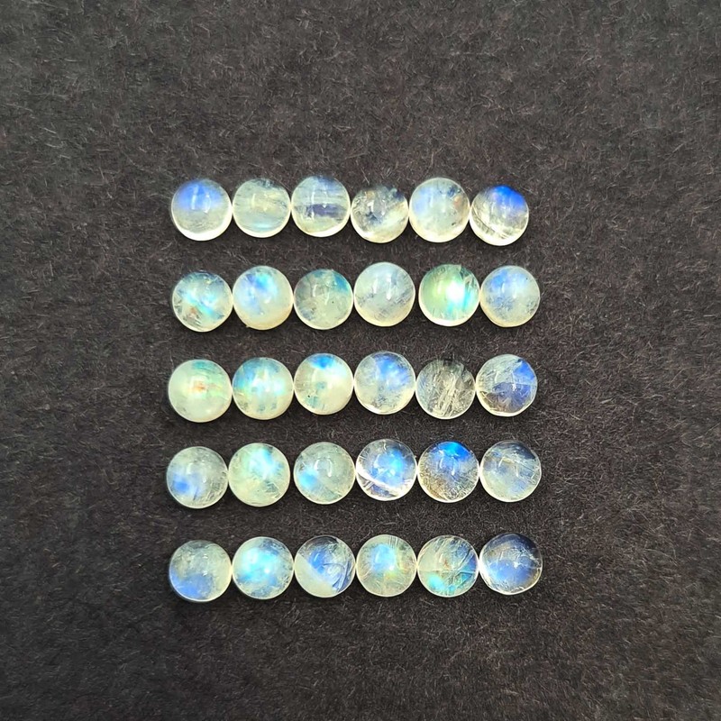 Natural Rainbow Moonstone Round Cabochon Loose Gemstone Lot 100 Pcs 4 MM