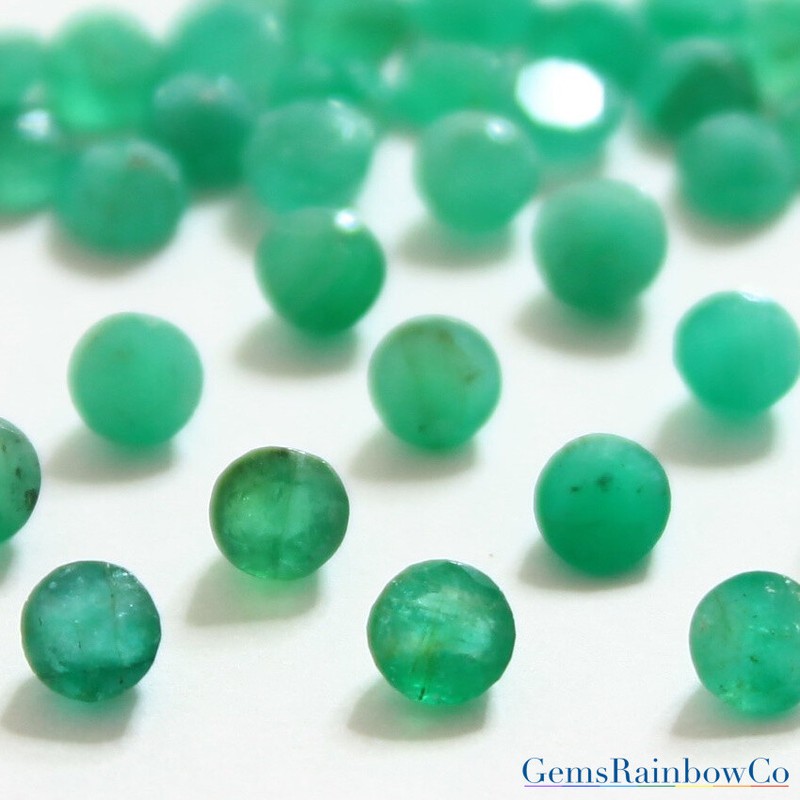 Natural Round, Green Zambian Emerald, Green colour, 1.75 mm To 5mm, #651