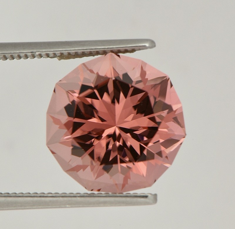 Nigerian Peach-Pink natural Tourmaline “7th Heaven” precision cut 3.51ct. 10mm.