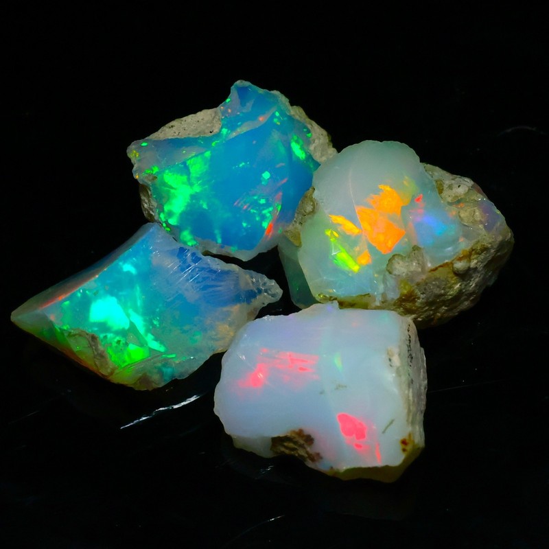 Natural Ethiopian Welo Opal Rough 36.85 Ct Gemstone – Bright Play of Color Fire