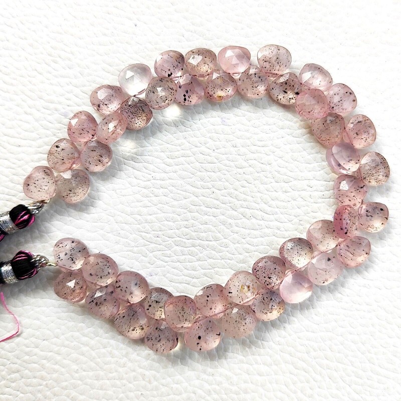 Natural Lepidocrocite in Quartz Gem 7 mm Faceted Heart Shape Beads 7 Inch Strand