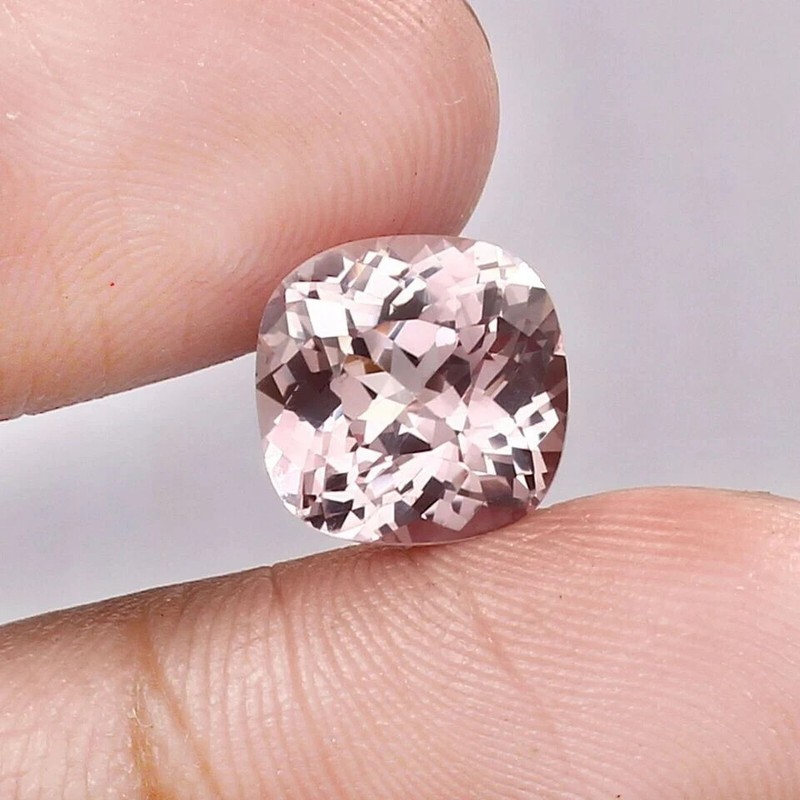 10 Ct+ Natural FL Madagascar Pink Morganite Cushion Cut Loose Certified Gemstone