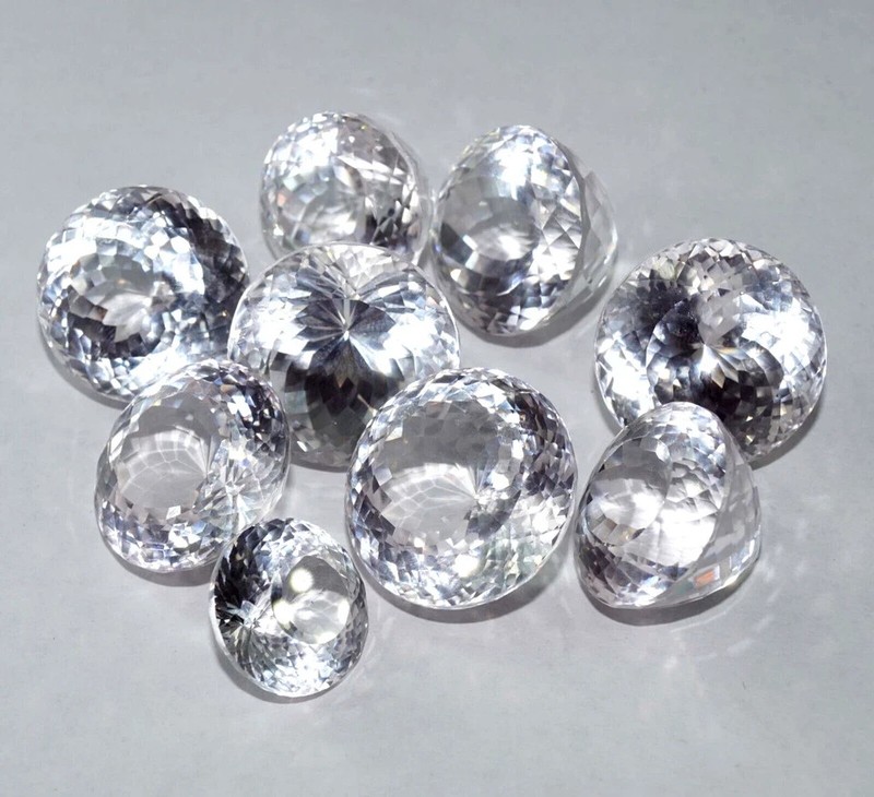 50 Ct Natural White Sapphire 5-7 Pcs Round Cut AGL Certified Gemstone Lot gallery