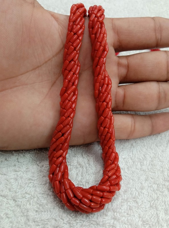 16"INCHES 100%!! Natural Italian Coral....Micro Smooth Drum Beads...AAA quality. gallery