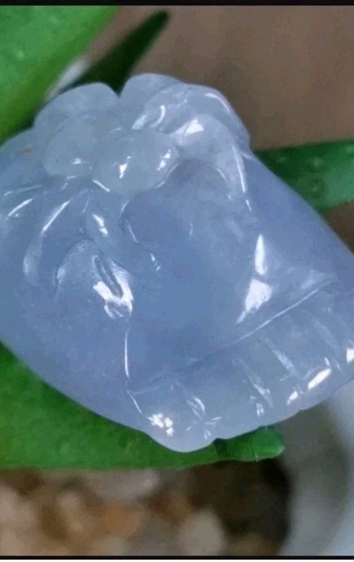 Blue/ Lilac Jadeite 29.55ct Guanyin, Certified Burmese Highly Translucent / Icy