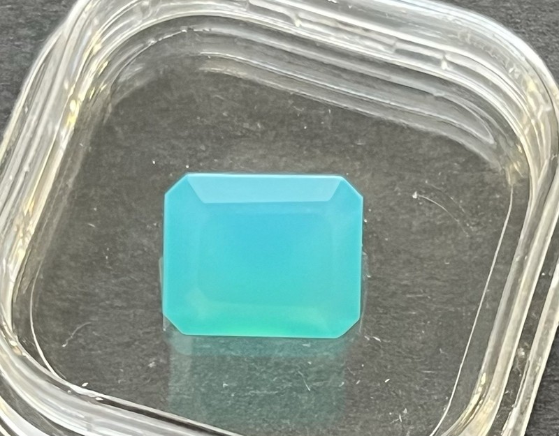 Natural Blue Chalcedony Emerald Cut Rose Cut Loose Gemstone 5.15 Ct