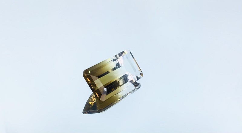 Bi-Colour Quartz 12.65 Carat Certified Natural Gemstone Octagon Hand Cut gallery