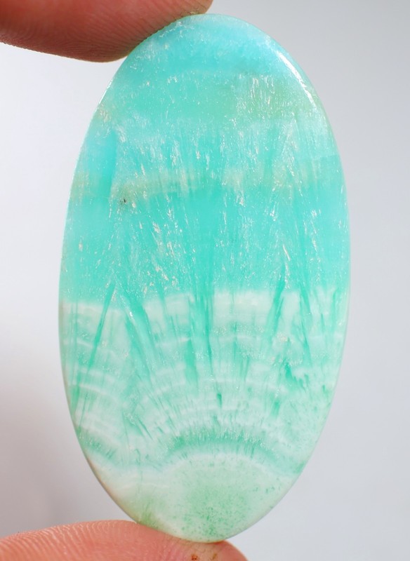 73 Ct 5X27X50 mm Natural Aqua Blue Aragonite Oval Cabochon Gemstone HO-01