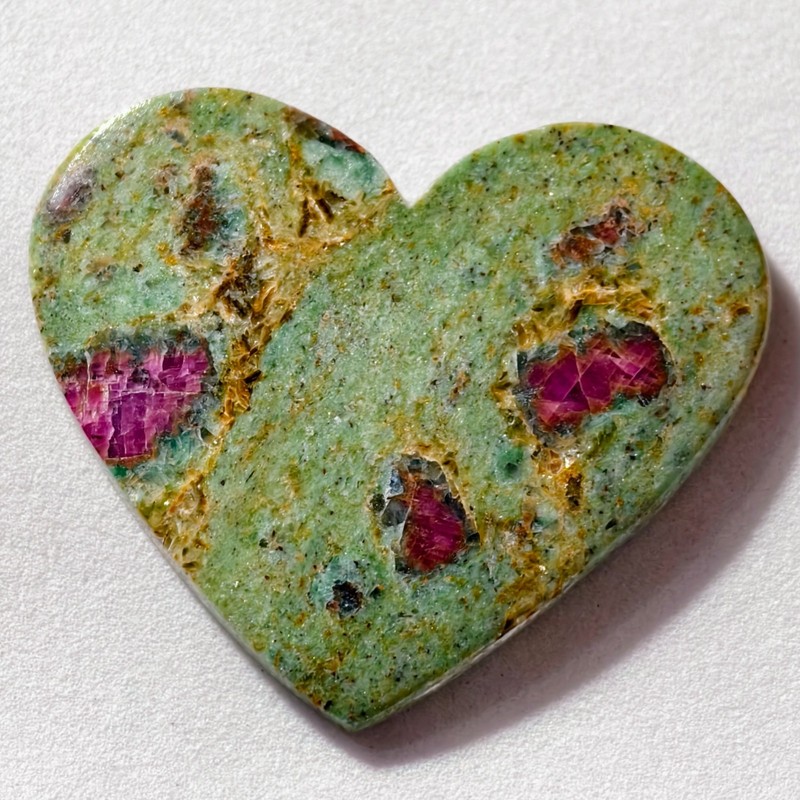 51 Cts Natural Ruby Fuchsite Heart Cabochon Gemstone 32.5x38.7x4.5 MM gallery