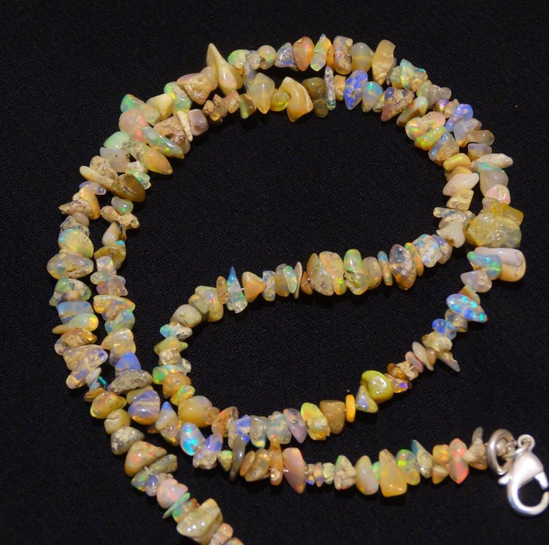 Natural Gem Ethiopian Welo Opal 4 to 7MM Approx. Uncut Beads Necklace 19″