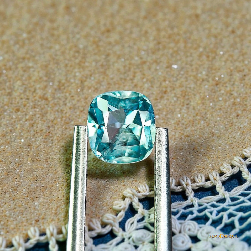 Natural Blue Zircon 1.25ct Cushion Cut Ratanakiri Cambodia Gentle Heated Loose G gallery