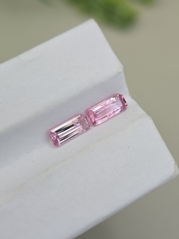 Pink Spinel Matched Pair 7x3mm Emerald Cut Natural Untreated Tajikistan Loose