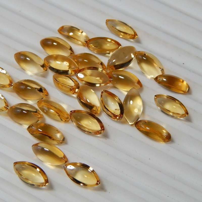 Citrine Marquise Cabochon 5x10mm To 6x12mm Natural Loose Gemstone