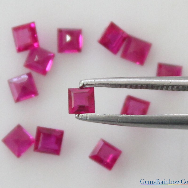 Natural Pink /Red Ruby Square 1.5mm to 3.5mm Faceted Loose gemstone AAA Quality