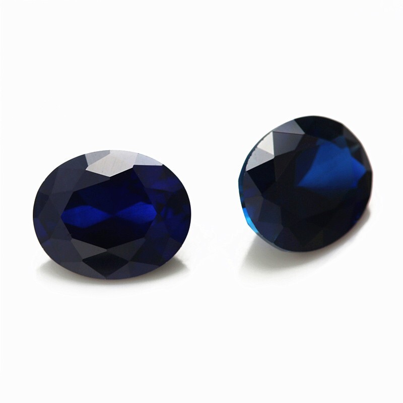 6x8mm To 8x10mm Synthetic Blue Sapphire Oval Cut Lab Created Faceted Gemstone gallery