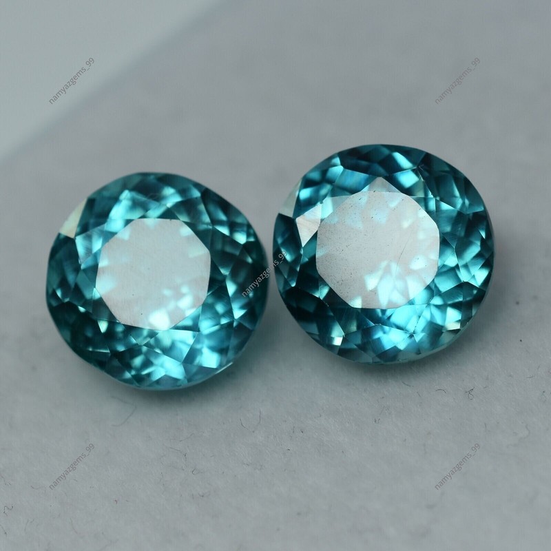16 To 20 Ct Natural Montana Sapphire CERTIFIED Round Shape Loose Gemstone Pair gallery