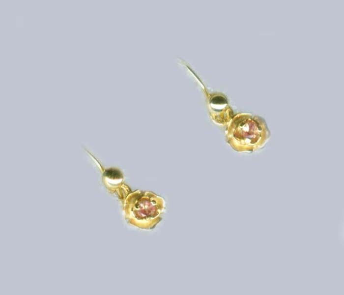 Gold Alexandrite Earrings Russian 19thC Antique Rare Natural Color-Change 14kt gallery