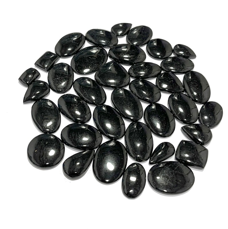 10 Pieces Natural Black Tourmaline Cabochon Gemstones Lot Tourmaline Mixed Shape