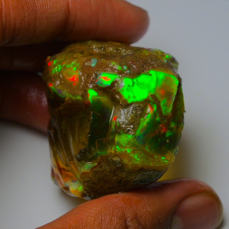 Ethiopian Oil Opal Specimen 169.55 cts Natural Rough Gemstone – Fire Opal Roug