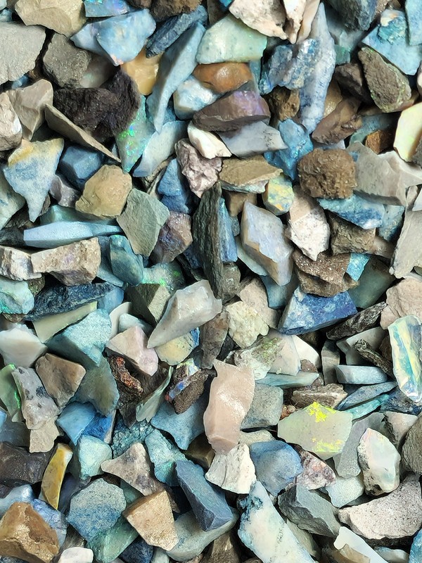 54502. Andamooka Treated Opal Matrix Chips, 200 carats, 5 to 6 mm Rough Gemstone
