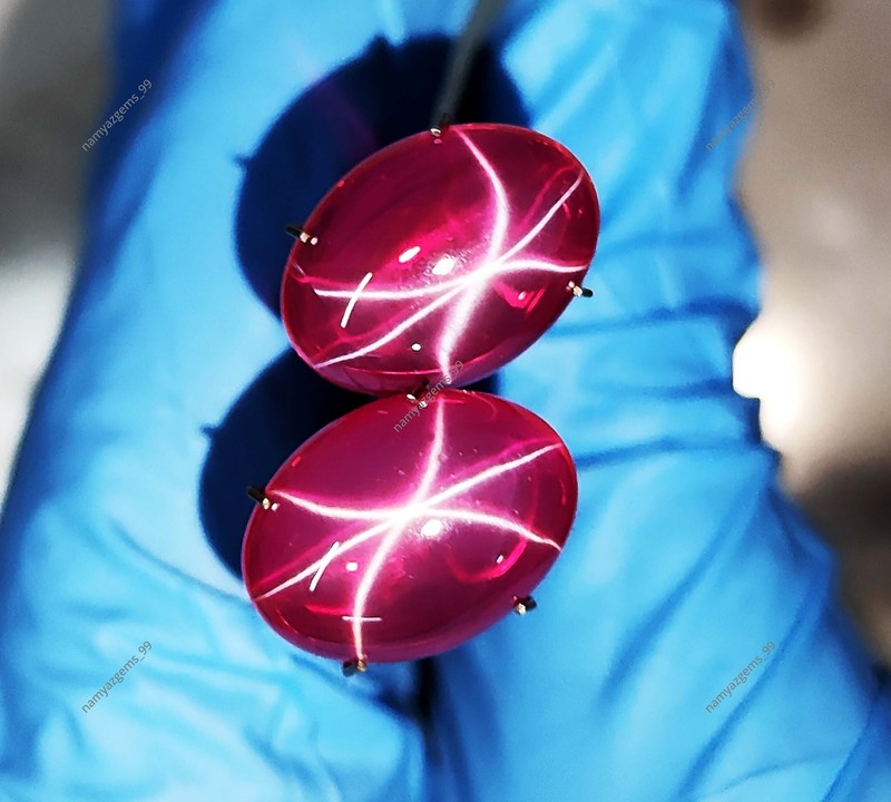 6 Rays NATURAL RED Star Ruby 20 Ct Oval Cabochon CERTIFIED Loose Gemstone gallery