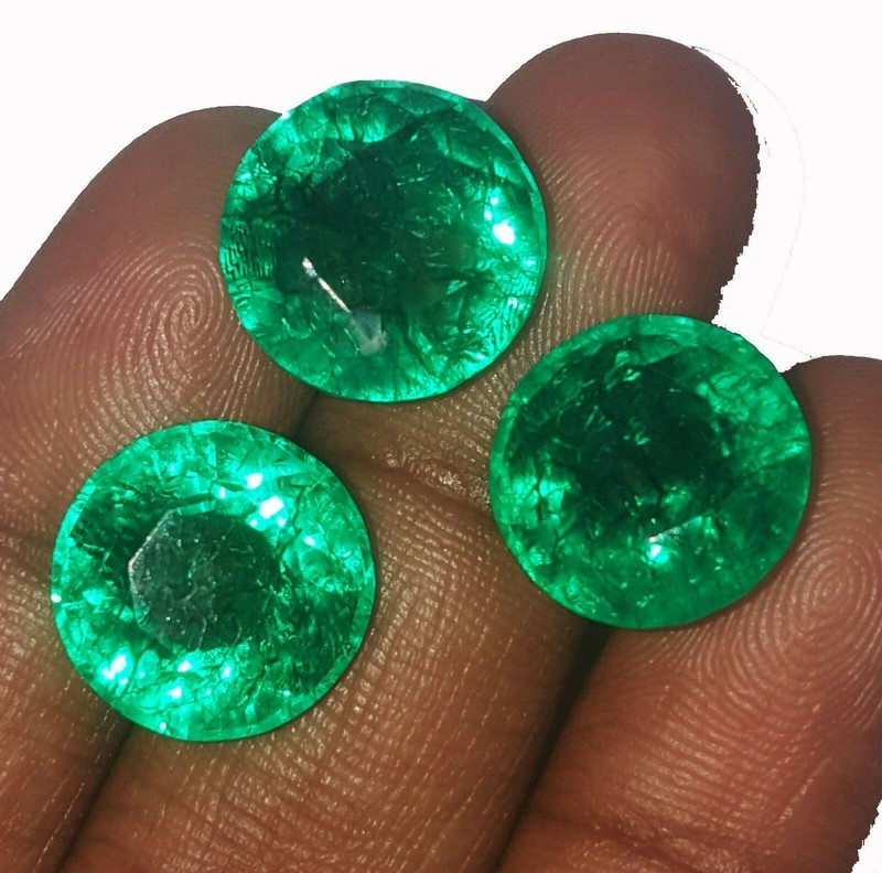 Loose Gemstone Natural Emeralds 7 to 9 Cts 3 Pcs Certified ~~Free Gift RE20 gallery