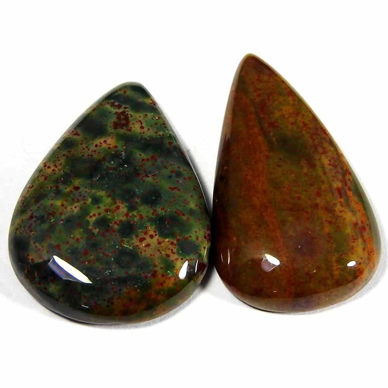 45.80Cts100%Natural Blood Stone Pear Cabochon Loose Gemstones.2pes