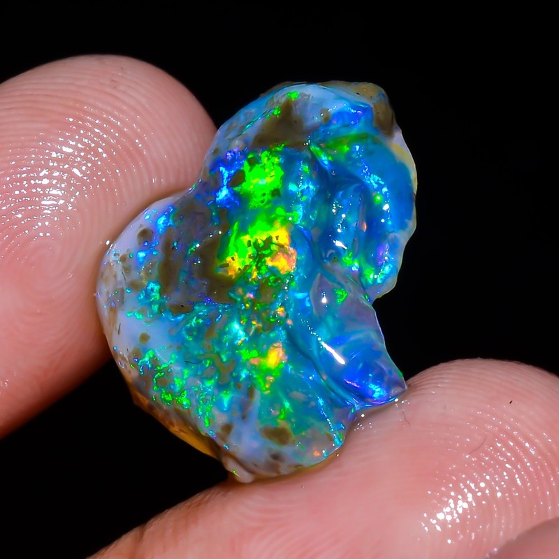 Natural Ethiopian Opal Rough Specimen Welo Blue Fire Crystal Opal Approx 9 Ct.