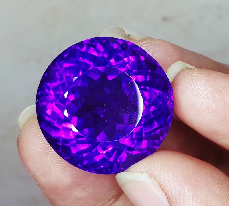 Natural Violet Amethyst Loose Gemstone 50 Ct Certified Untreated Round Cut A170