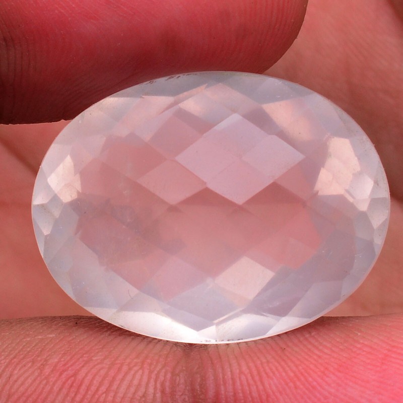 37.20 Ct Natural Rose Quartz Oval Checker Cut 26mm*20mm Untreated Loose Gemstone