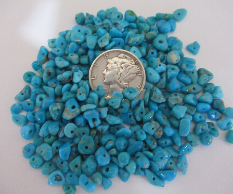 SLEEPING BEAUTY TURQUOISE 1/2 OZ SMALL DRILLED NUGGETS 4X3mm TO 7X4mm #642