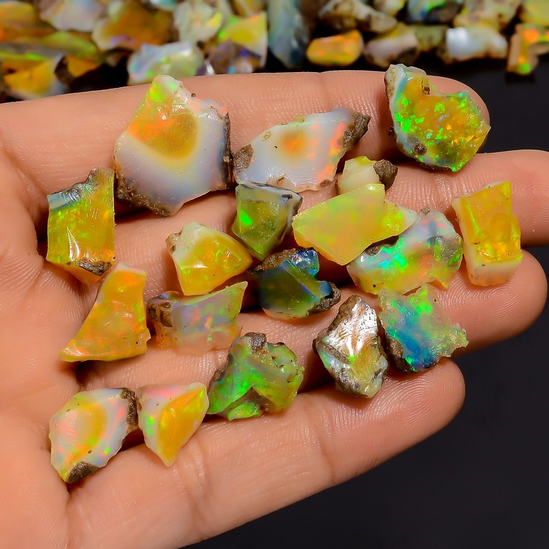 100% Natural Ethiopian Opal Rough Loose Gemstone Lot 25 Ct. 6X4 14X10 mm EEL-40 gallery