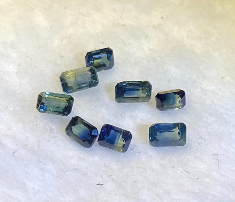 2.70 CTS, 8 PCS, AUSTRALIA PARTI SAPPHIRE, EMERALD CUT, 4X3 TO 5X3 MM, VVS/VS