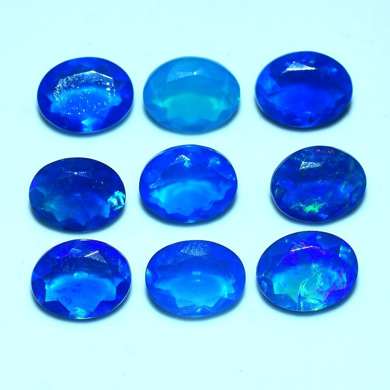 9 Pcs Natural Ethiopian Opal Top Quality 9mm*7mm Oval Faceted Cut Gemstones Lot gallery
