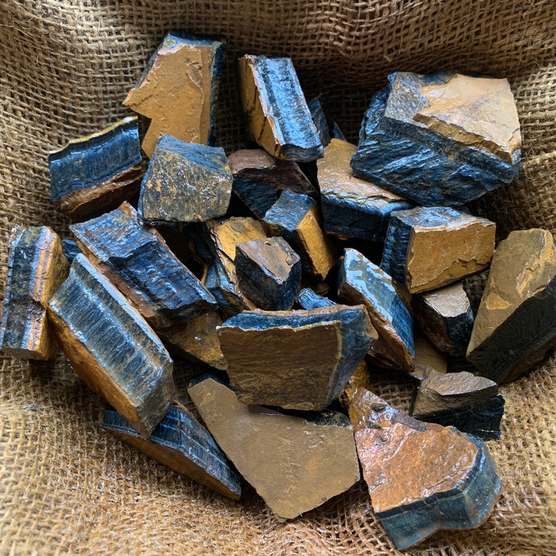 BLUE Tiger Eye Rough - 1000 Carat Lots + a FREE Faceted Gemstone! gallery