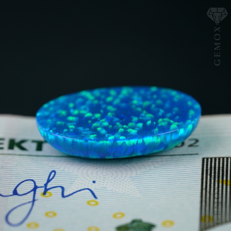 Opal Loose Stone Oval Cabochon Caribbean Blue Green LabGrown Gemstone 10x14mm EU gallery