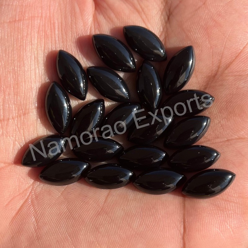 Natural Black Onyx Marquise 3×6 mm to 10×20 mm Cabochon Loose Gemstone Lot