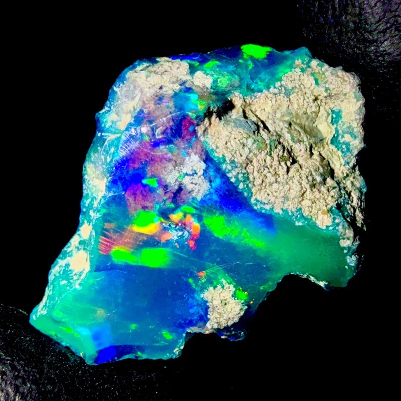 Natural Fire Opal gemstone, Ethiopian Black Opal, Dry Opal rough 5.8 Ct 20x14 mm gallery