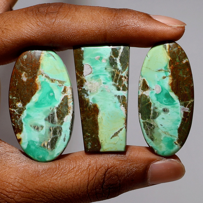 Desert Canyon Dreams — 3 PC Australian Variscite Cabochon Gemstones — 38mm-42mm